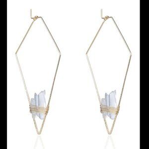 Eye Candy Los Angeles Gold Rock Crystal Diamond-Shaped Earrings